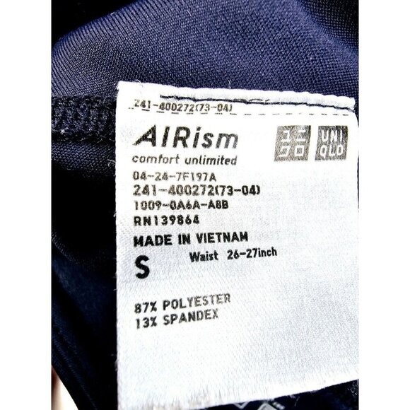 Uniqlo Size Small 28" Inseam Navy AIRism Hidden Pocket Women's Logo Yoga Pants - Picture 5 of 13